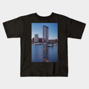 Meridian Tower, Swansea Marina, Wales Kids T-Shirt